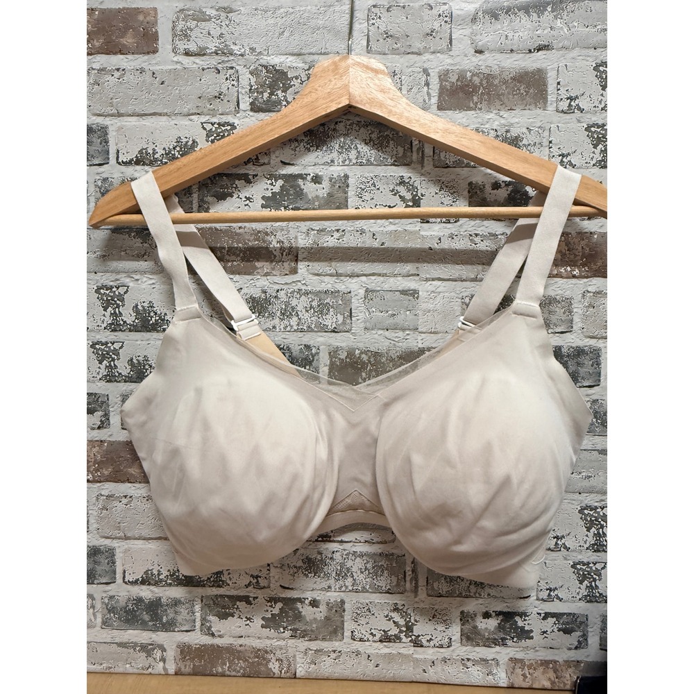 Honeylove Crossover Bra Women 36DDD(F)/G Beige Wireless Lace Mesh